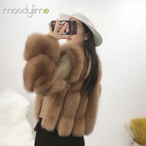 China Supplier Winter Luxury Ladies Long Sleeve Artificial Wool Fox Mink Women Fur Coat
