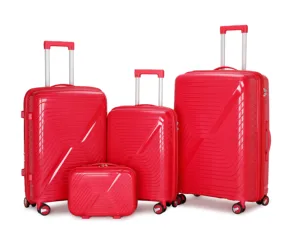 Hot Sale PP 20 24 28 Inch Luxury 3-Piece Spinner Suitcase Trolley Luggage Set with Lock and Color Matching Accessories