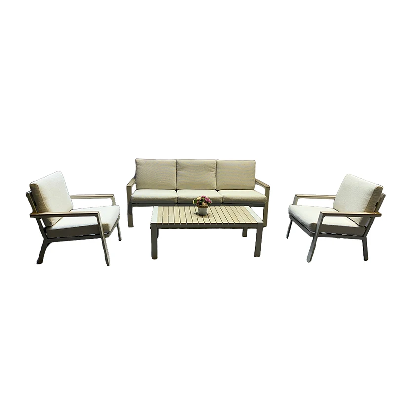 4pcs Aluminium Patio Furniture Outdoor Furniture Aluminium Garden Sofa Set with Coffee Table