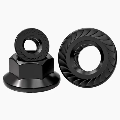 Black 304 Stainless Steel Flange Nut Anti-Skid & Anti-Losseing Screw Flower Tooth with Pad Hexagon 304 Stainless Steel Nuts