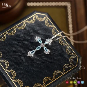 European American S925 Sterling Silver Niche All-match Internet Celebrity Necklace Cross-border Jewelry Natural Crystal Pendant