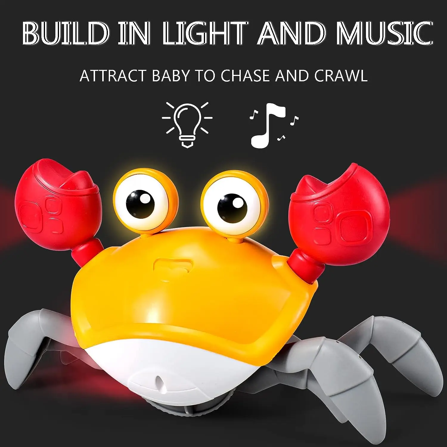 SKY-TOUCH Electric Runaway Crab Toddler Interactive Learning Development Toy Music LED Light Crawling Crab Baby Toy Instrument