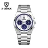 Silver shell white face/blue circle