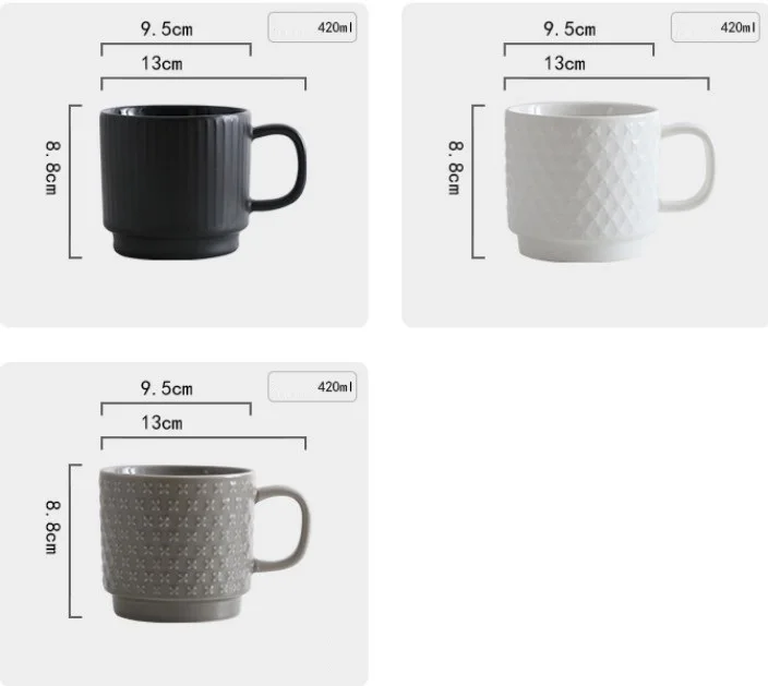 Creative embossed ceramic mugs