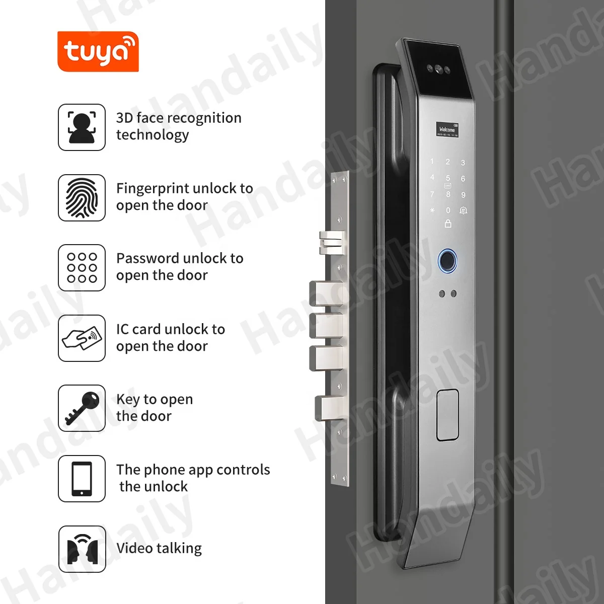 Factory Security TUYA WIFI 3D Face Recognition Fingerprint Smart Lock Keyless Intercom Digital Cerradura Inteligente Door Lock XF14S