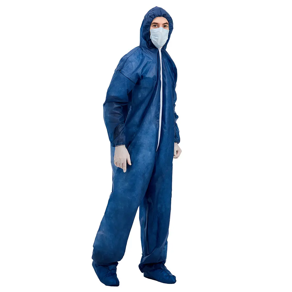 dark blue safety disposable PP coverall type 5/6 sms protective clothing coverall suit
