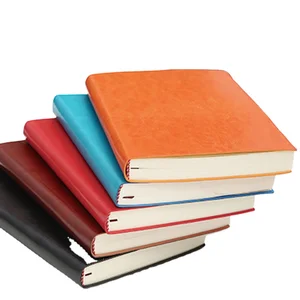 Hot Sale Luxury Notebook with Custom Logo Soft Black PU Leather Thread Saddle Stitching Binding