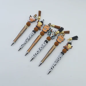 Cartoon Ox-Head Creative Ballpoint Pen  DIY Beaded Gift Pen, Premium Holiday Present