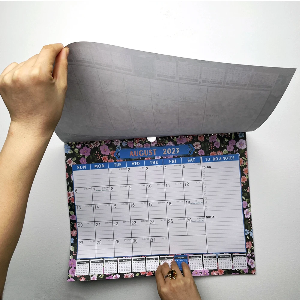 Free Sample Custom Printed Planner Acrylic Bamboo Large Calendar Wall Pocket Clock Calendar Calendar Printing