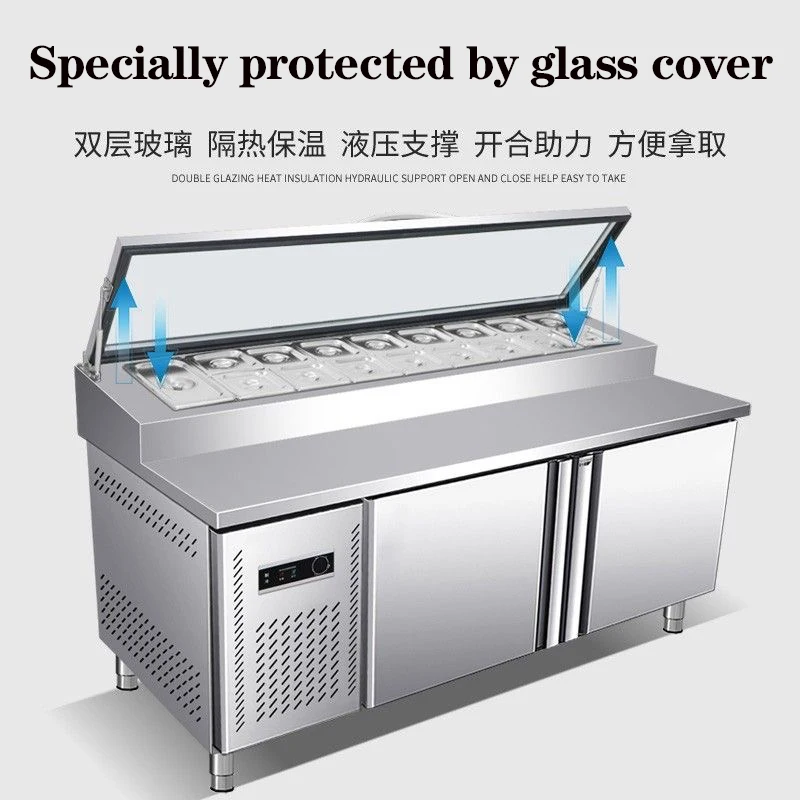 Factory Direct Customizable Stainless Steel Salad Bar Display Cabinet High Quality Cooler With Cool Climate for Sale