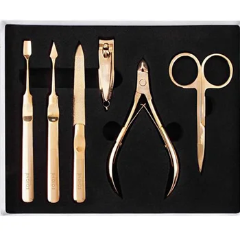 Custom Stainless Steel Personal Care Nail Scissors Nail Clippers Cutter Pushers Kit Pedicure Manicure Tool Set Gold Color