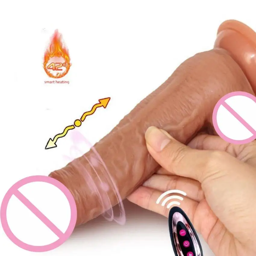 Realistic 18-22cm Thrusting Dildo Vibrator for Women Soft Adult Sex Toys with Heating for Anal Clit & G-Spot Stimulation