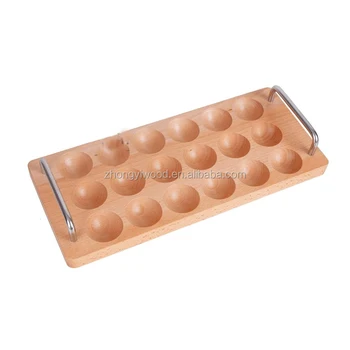 High-grade Wood desktop Egg Holder Tray For Eco-friendly refrigerator wooden egg storage rack holder