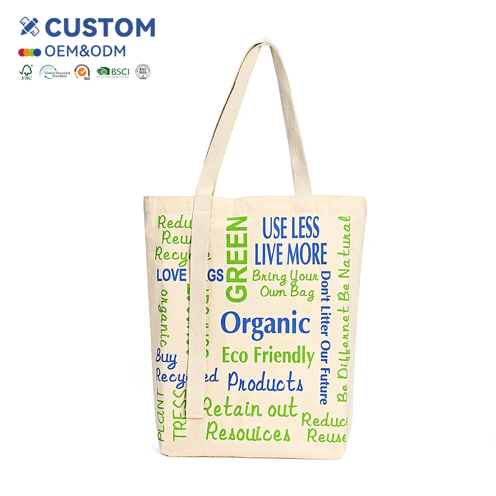 Fashion Design Eco Canvas Shopping Bag Reusable Large Size Shoulder Cotton Bag Cotton Canvas Shopping Tote Bag