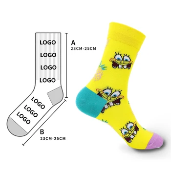Wholesale Custom Design Socks Cool Crazy Art Hip Hop Dress Sock Casual Character Cotton Women Kids Cartoon Socks