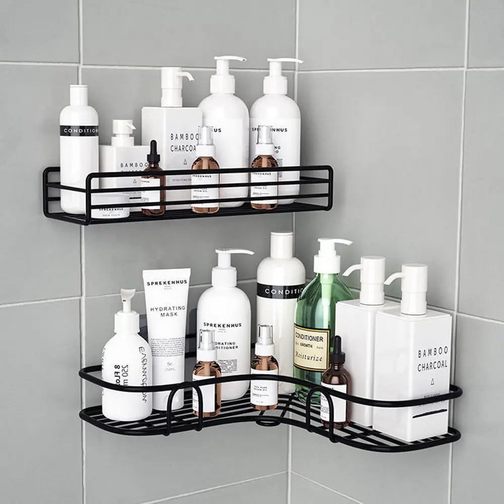 Bathroom Shelf Shower Wall Mount Shampoo Storage Holder With Suction No