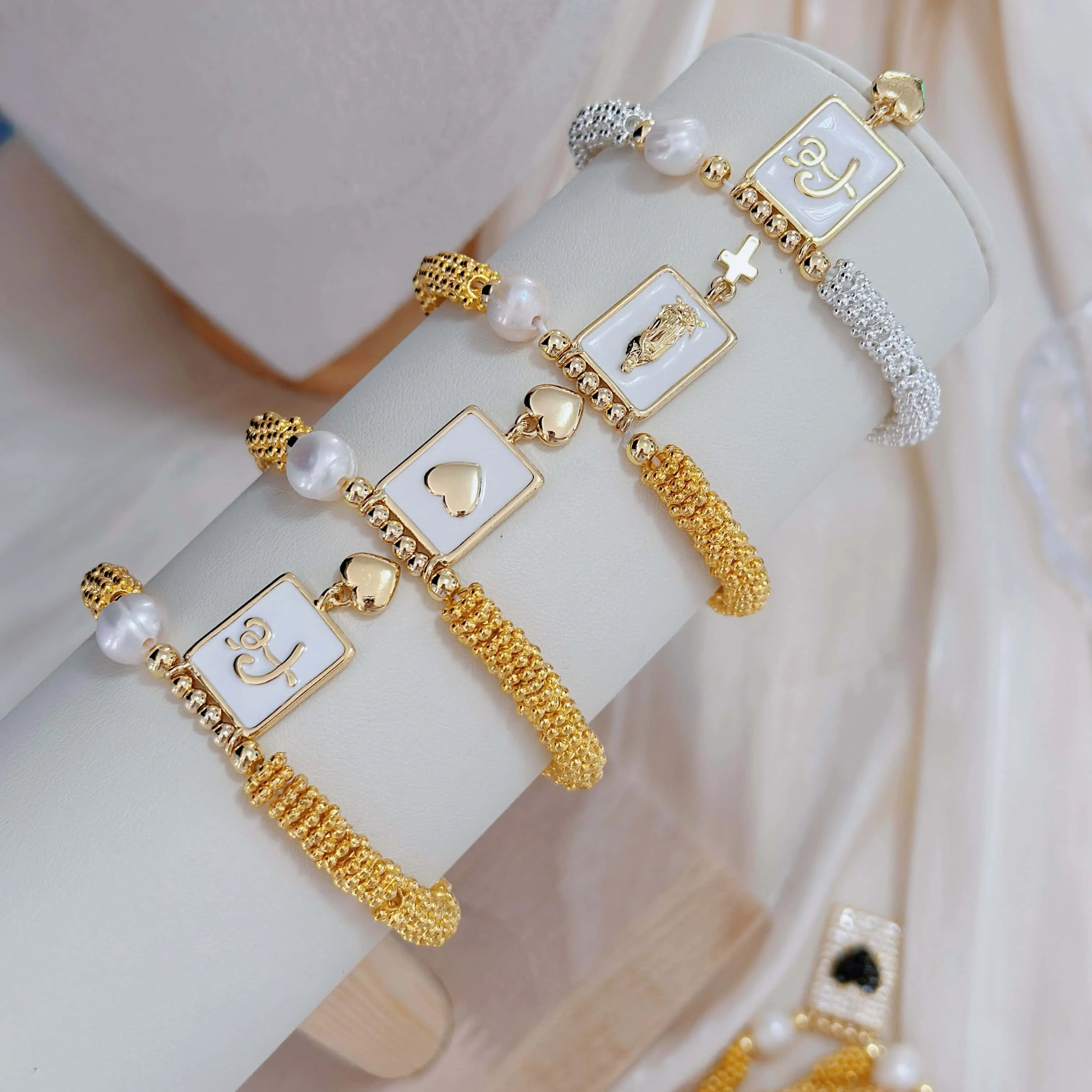 Trendy Heart Gold Bracelet & Necklace Set For Women, 18k Gold