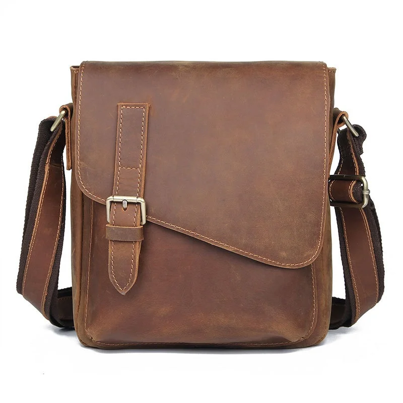 High newest Quality Genuine Real Leather Men Chest bag Day Back Pack Vintage Single Shoulder Bag Crazy Horse Cowhide Male Crossbody Shoulder Bag