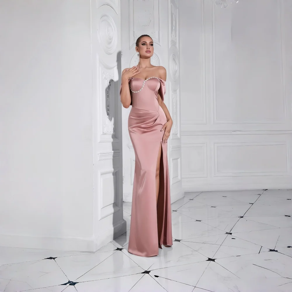 Evening Dress Square Collar Satin Formal Bridesmaid Maternity Ball Gown with Rhinestone Flowers Polyester Evening Dress Square Collar Satin Formal Bridesmaid Maternity Ball Gown with Rhinestone Flowers Polyester