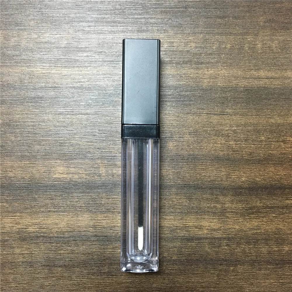 8-9ml square lipgloss tube tubes, PETG lip gloss container with black ring