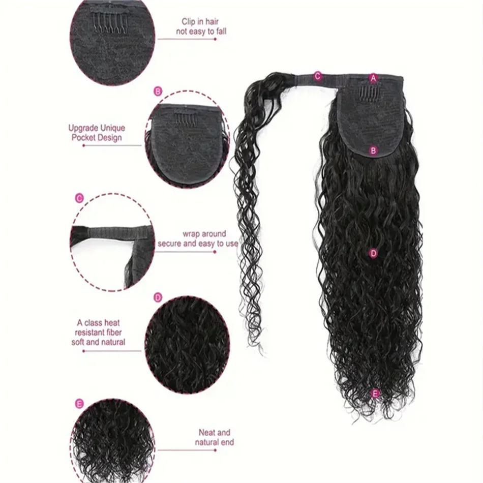 Water Wave Clip In Hair Extensions Natural Black Color Human Hair For Women Brazilian Hair 8-32 Inch Remy_voghion.com