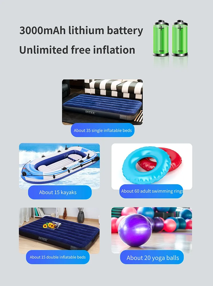 Portable Air Pump With 3600mah Battery Usb Rechargeable Mini Air Pump