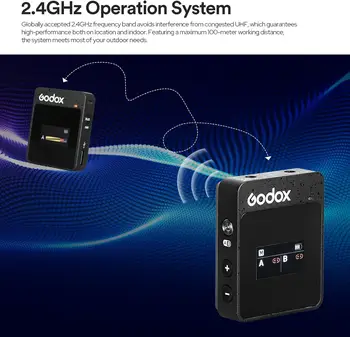 Godox MoveLink II M2 Wireless Lavalier Microphone System(2 TX + 1 RX + Charging Case), 2.4G Wireless Noise Cancelling Mic product image