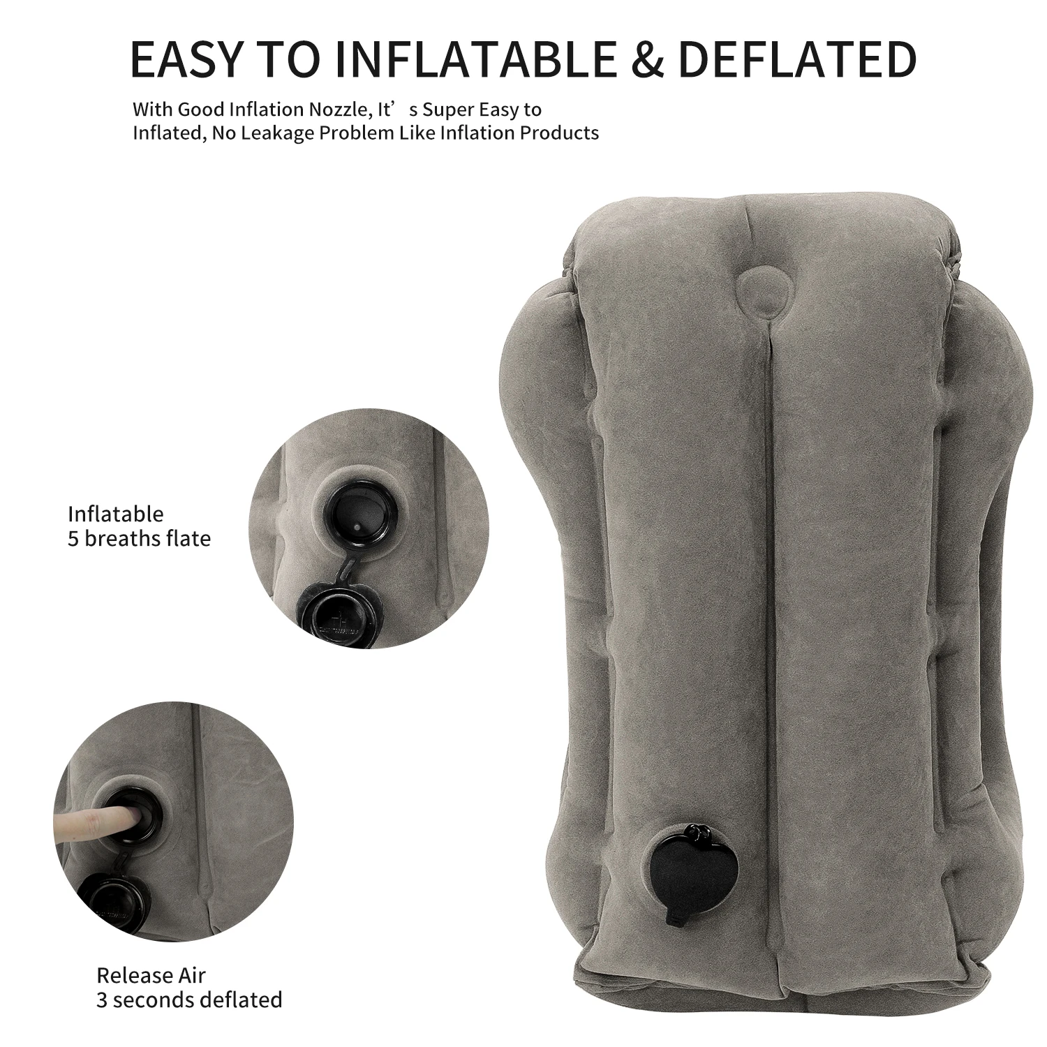 Inflatable Air Travel Pillow Airplane Head Chin Cushion Office Nap