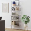 White Steel Frame / Gray Oak Wood Shelf