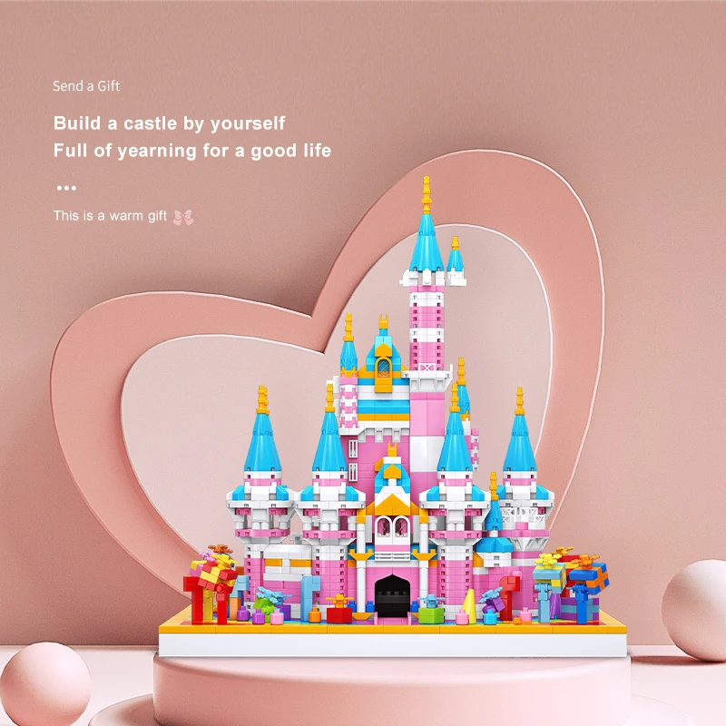 Moyu Micro Block Pink Building Blocks Princess Toy Bircks Castle Toys for Kids Girls