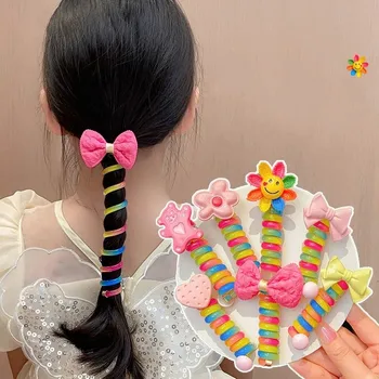 Wholesale Candy Color Telephone Wire Elasticity Hair Bands Girls Rubber Band Elastic Hairbands For Kid Scrunchy