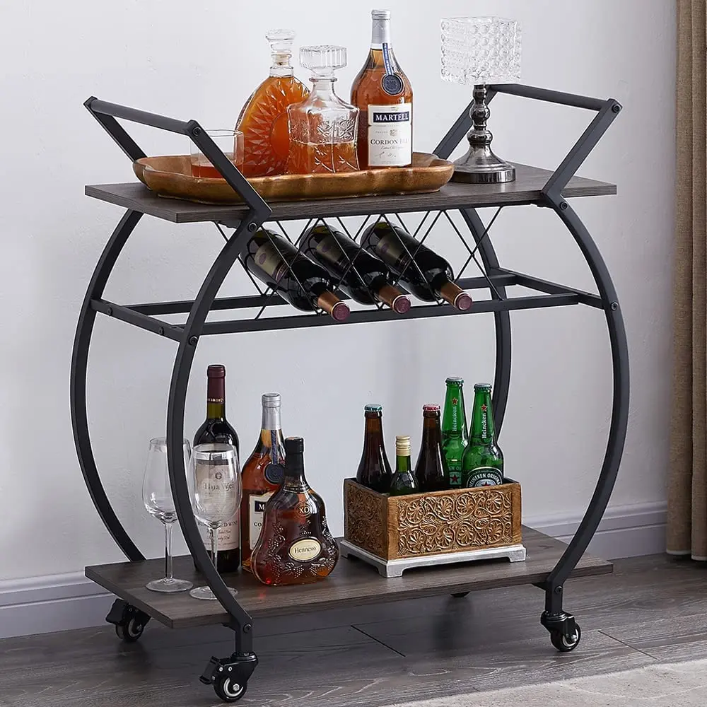 Carrito De Bar Con Estante Para Vino,Carrito De Café De Cocina Para El  Hogar,Carro De Servicio Rodante Móvil Moderno Rústico Con Estante - Buy Bar  Carro,Rack,Estante Product on 