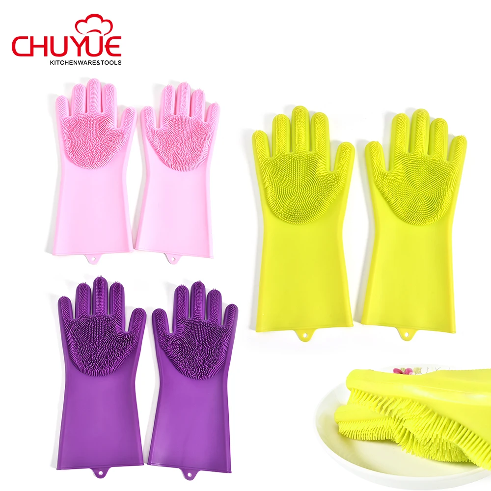 
Good Sale Thick Heat-Resistent Wholesale Reusable Oven Mitts Dish Wash Magic Silicone Glove 