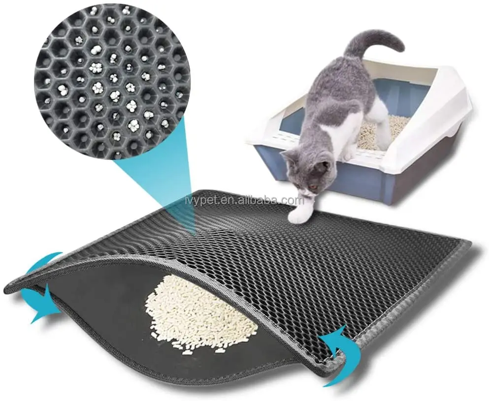 product cat litter mat cat litter trapping mat honeycomb double layer design urine and water proof material easier to clean washable-48