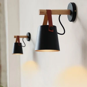 Nordic Indoor Wall Lamp Lighting Design Rustic for Home Hotel Creative Wood Metal Bedroom Bedside Led Farmhouse Wall Lamps