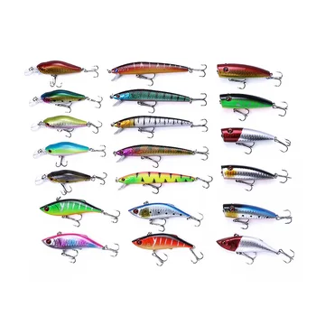 20pcs/bag Wholesale Hard Plastic Crankbait Minnow Popper Vibe VIB Fishing Lures Kit Artificial Swimbait Lure Combo – Soft Lure – view 2