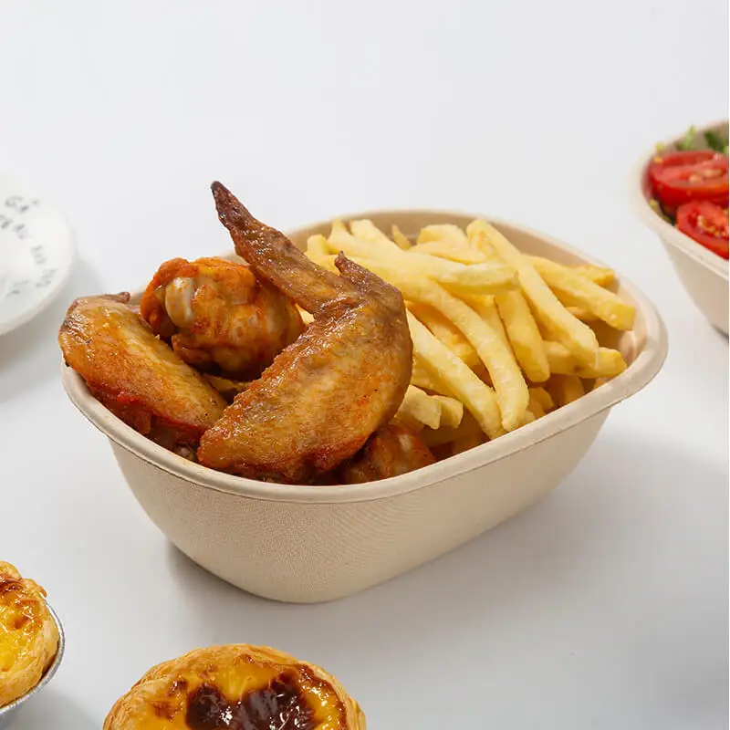 Cheesy Bowls Sugarcane Salad Biodegradable Soup Bowl With Lid
