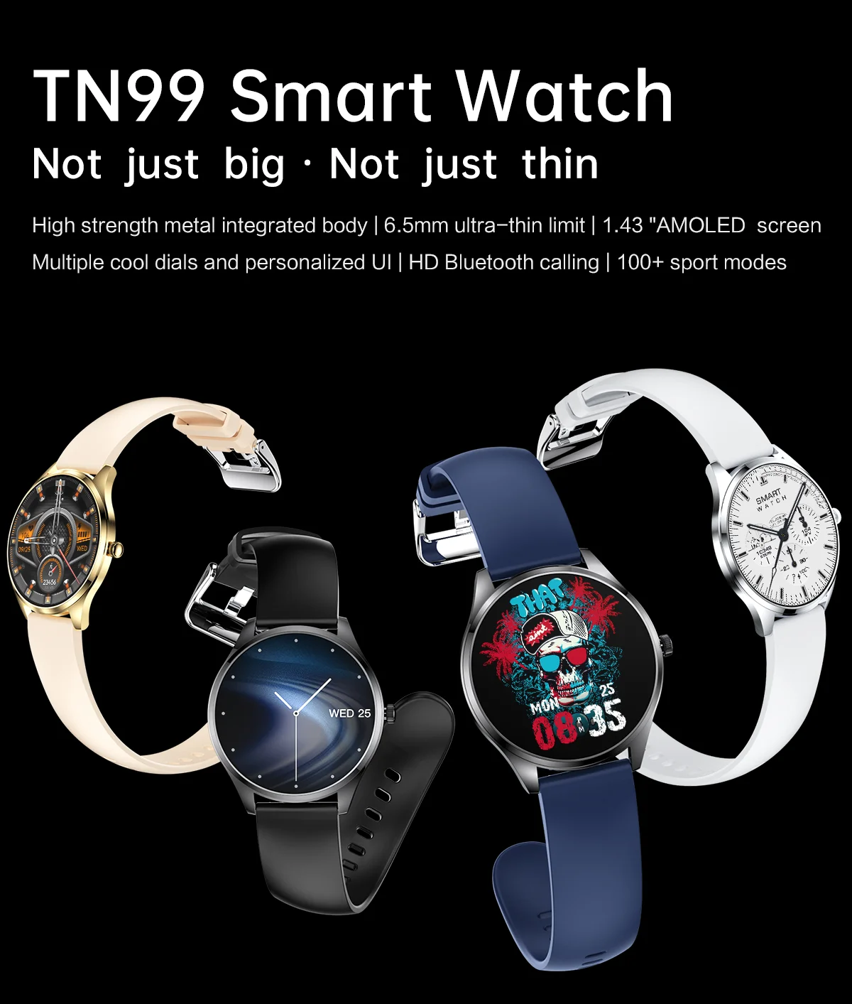 Welcome OEM Order, Factory Whole Selling Sanvnet 2025 New Ultra-thin Tn99 Smart Watches 1.43inch Amoled Screen Ip67 Waterproof Fitness Tracker Bt Call Fashion Smartwatch - Buy Unisex Smartwatch fitness Tracker Smartwatch round Shape Smartwatch steel Band Smartwatch amoled Screen Smartwatch
