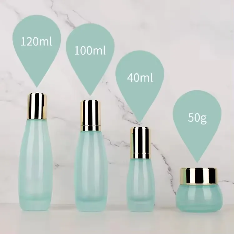 Producer 50g40ml100ml120ml hot sale cosmetic packaging cosmetic set lotion toner serum glass jar skincare packaging set factory