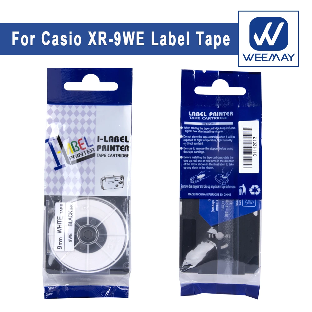 Weemay Clear Printing Label Tape 9mm X 8m for Casio XR-9WE