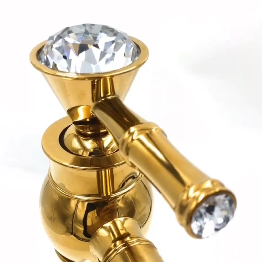 Royal Diamond Basin Mixer with Single Handle Gold Basin Faucet Rose Gold Basin Tap Color Can Be Customized Lavatory Faucet