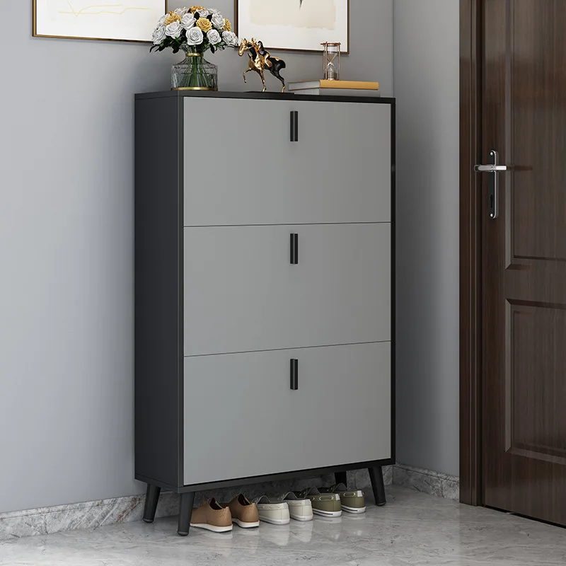 Low Price Luxury Modern Design Wooden Ultra Thin Slim Shoe Storage Cabinet Furniture Large Shoe Rack Cabinet for Home Entryway