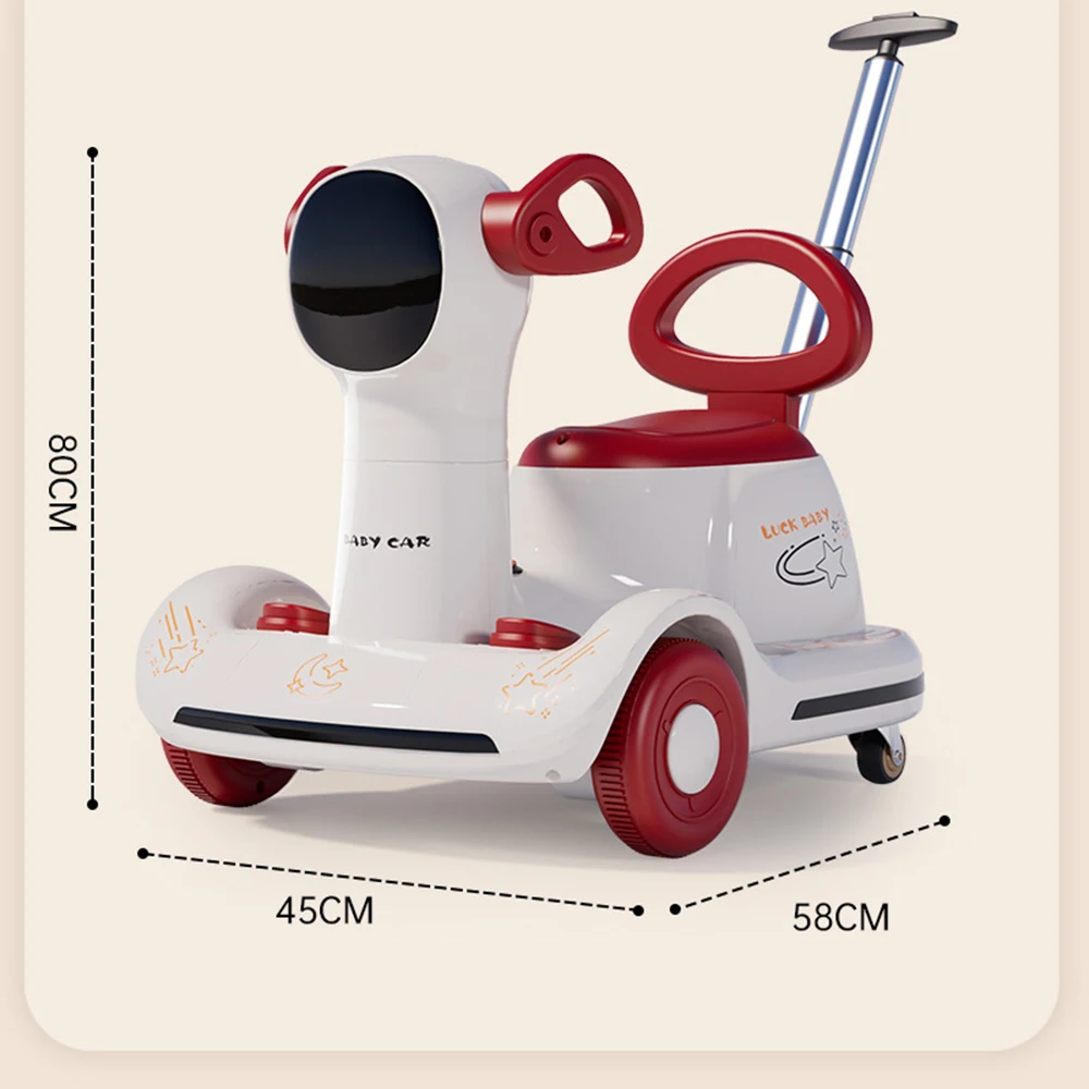 Space Kids Electric Battery-Powered Ride-On Rotating Remote Control Rechargeable Balance Car 2 to 4 Years Early Education Toy