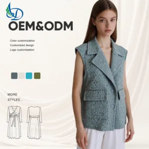 2026 New Women's Vest with Sequins Decoration, Single Breasted Pocket Vest, Spring Casual Vest