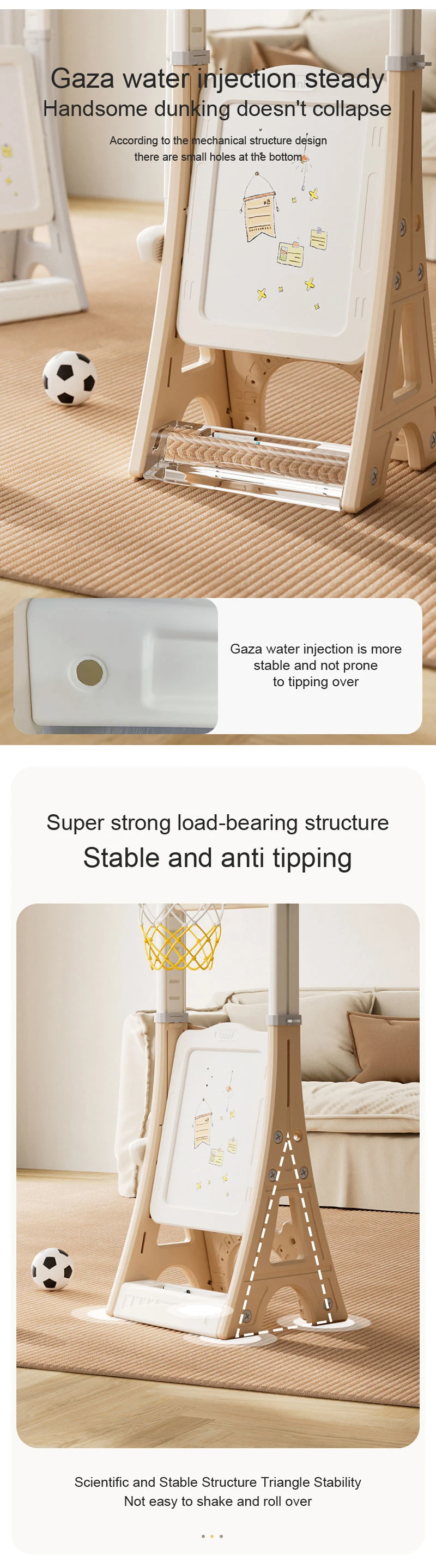 Feelkids Multi Functional Basketball Hoop Plastic Indoor Outdoor Adjustable Toy for 5-7 Year Olds Kids Gift manufacture