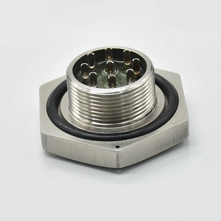 DIN Type 9-Pin Glass-Sealed Electronic Power Connector Male Circular Hermetic Connector with PC Housing