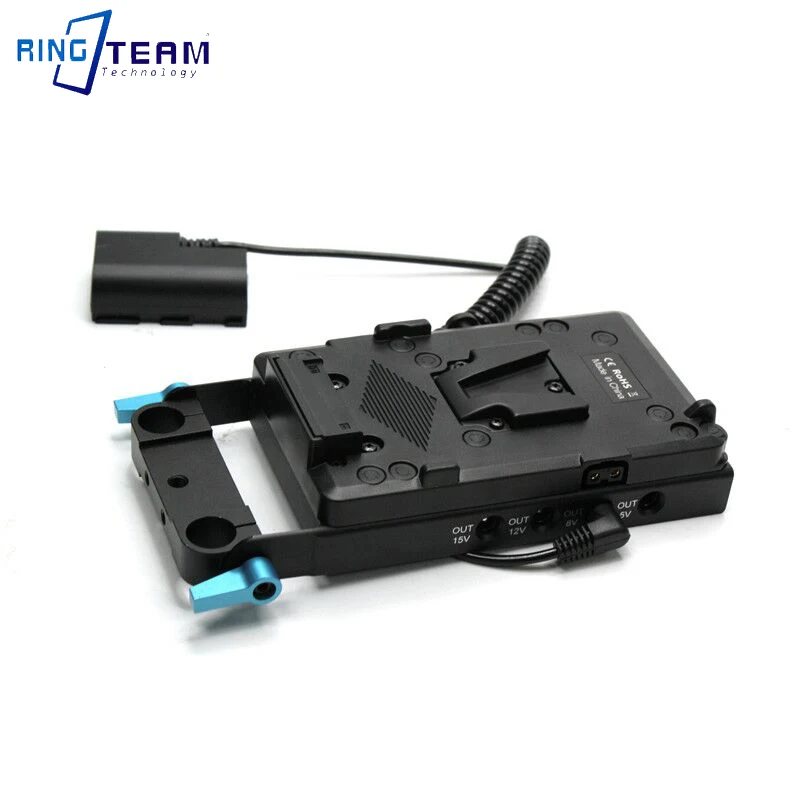 Decoded LP-E6 Dummy Battery DR-E6 DC Coupler + V Mount Plate for Canon EOSR EOS 5D Mark IV III II 5D4 5DS 5DS R 6D 7D 7D Mark 2 supplier