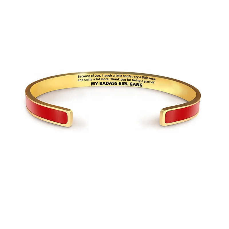 Fine Custom My Badass Girl Gang Colored Bangle Inside Engraved