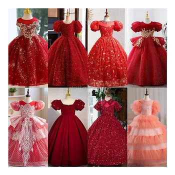 Christmas dress Children'S Host Piano,Costumes Little Girls' Birthday Flower Party Princess Dress Summer For Kids