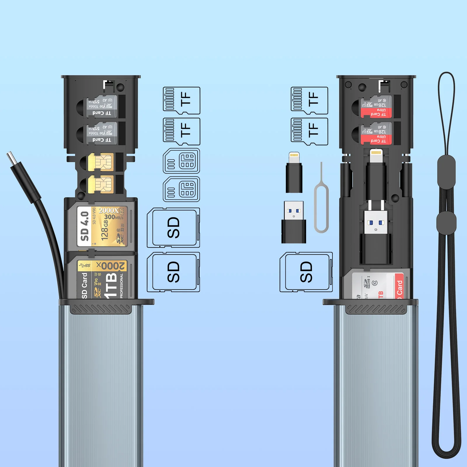 13-в-1 USB & Type-C интерфейсы внешний OTG считыватель карт памяти многофункциональный SD/TF 3 0 кард-ридер адаптер